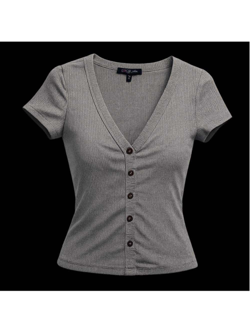 Women's Mixed Threads Gray Ribbed Short Sleeve Tee Juniors XS
